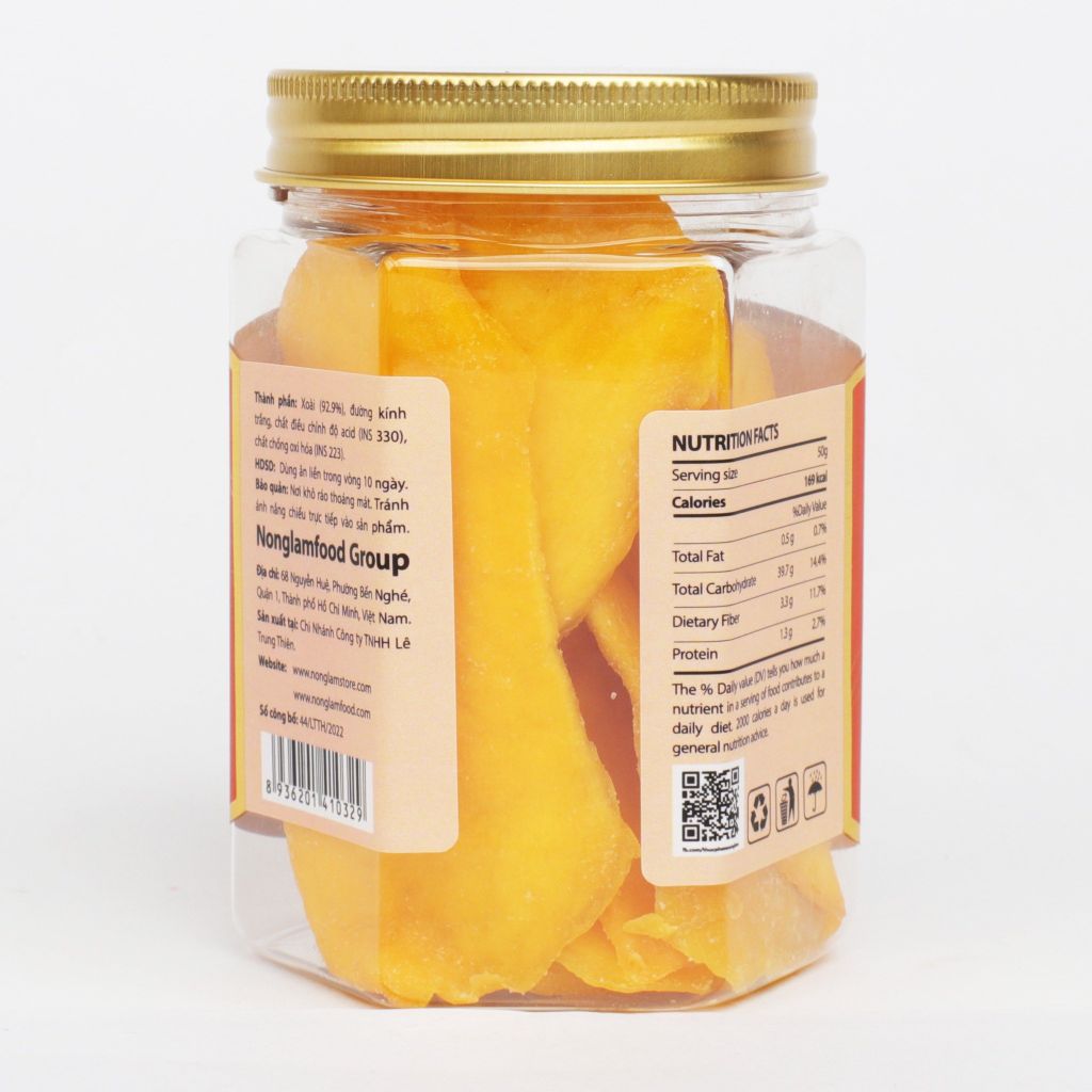 XOÀI SẤY DẺO THƯỢNG HẠNG NONGLAMFOOD HŨ 150G  | HŨ LỤC GIÁC ĐẶC BIỆT | QUÀ TẶNG CAO CẤP