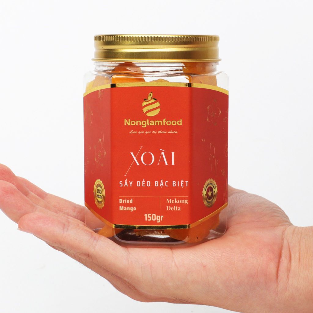 XOÀI SẤY DẺO THƯỢNG HẠNG NONGLAMFOOD HŨ 150G  | HŨ LỤC GIÁC ĐẶC BIỆT | QUÀ TẶNG CAO CẤP