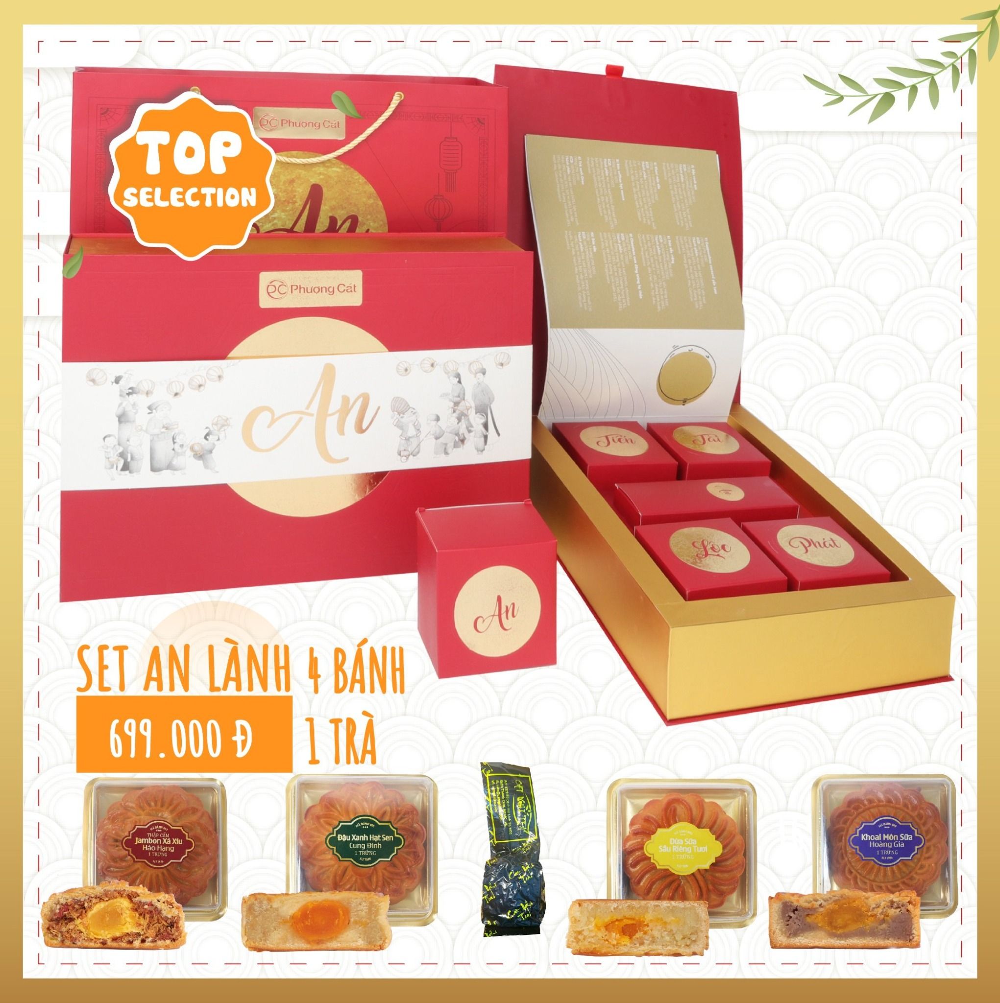 BÁNH TRUNG THU THẬP CẨM JAMBON XÁ XÍU HẢO HẠNG 150G | PHƯỢNG CÁT NONGLAMFOOD