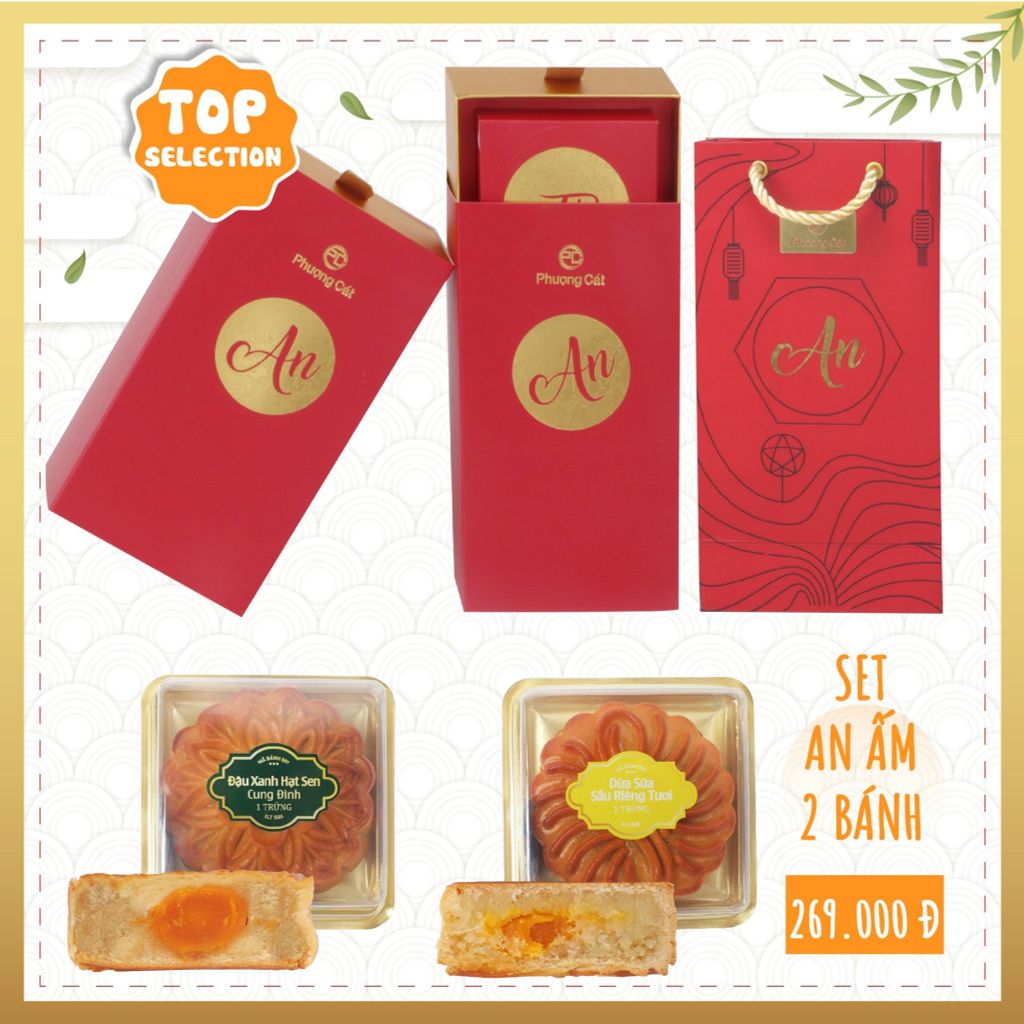 BÁNH TRUNG THU ĐẬU XANH HẠT SEN CUNG ĐÌNH 150G | PHƯỢNG CÁT NONGLAMFOOD