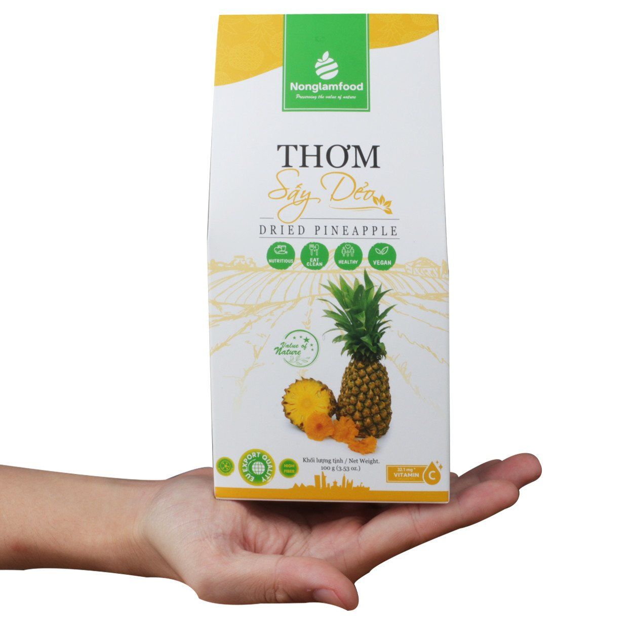 Thơm sấy dẻo Nonglamfood hộp 100g | Ăn vặt tốt cho sức khỏe | Healthy Snack