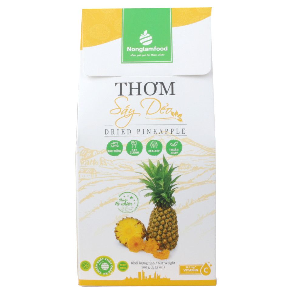 Thơm sấy dẻo Nonglamfood hộp 100g | Ăn vặt tốt cho sức khỏe | Healthy Snack