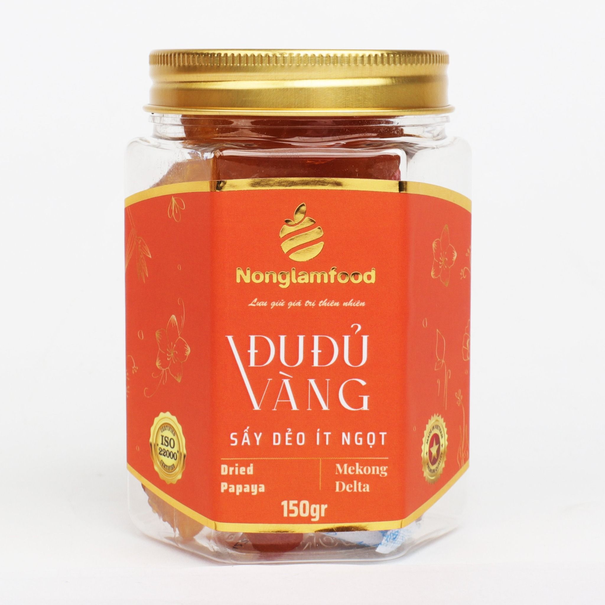 ĐỦ ĐỦ VÀNG SẤY DẺO NONGLAMFOOD HŨ 150G | HỦ LỤC GIÁC ĐẶC BIỆT | QUÀ TẶNG CAO CẤP