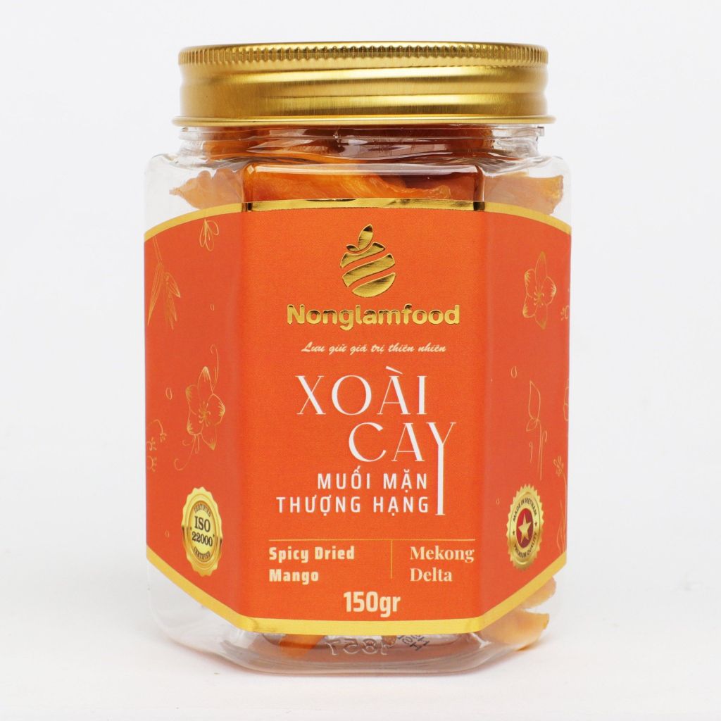 XOÀI CAY SẤY DẺO THƯỢNG HẠNG NONGLAMFOOD HŨ 150G | HỦ LỤC GIÁC ĐẶC BIỆT | QUÀ TẶNG CAO CẤP