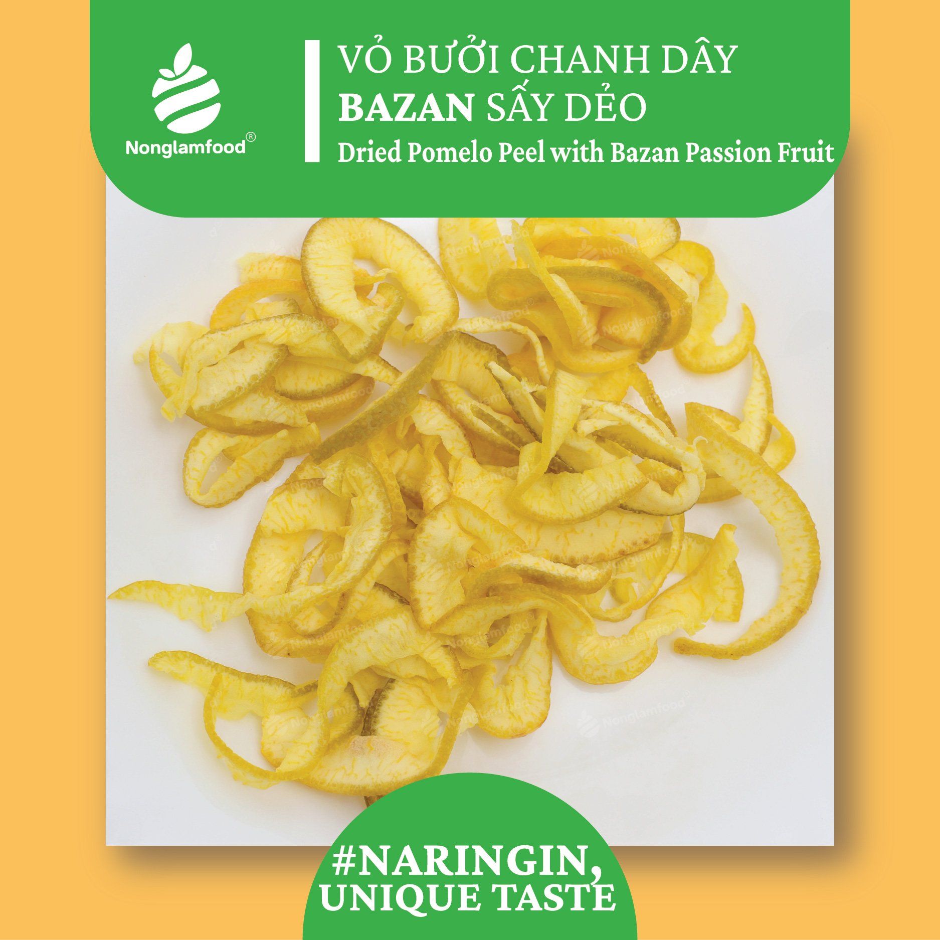 VỎ BƯỞI CHANH DÂY SẤY DẺO | DRIED POMELO PEEL WITH PASION FRUIT