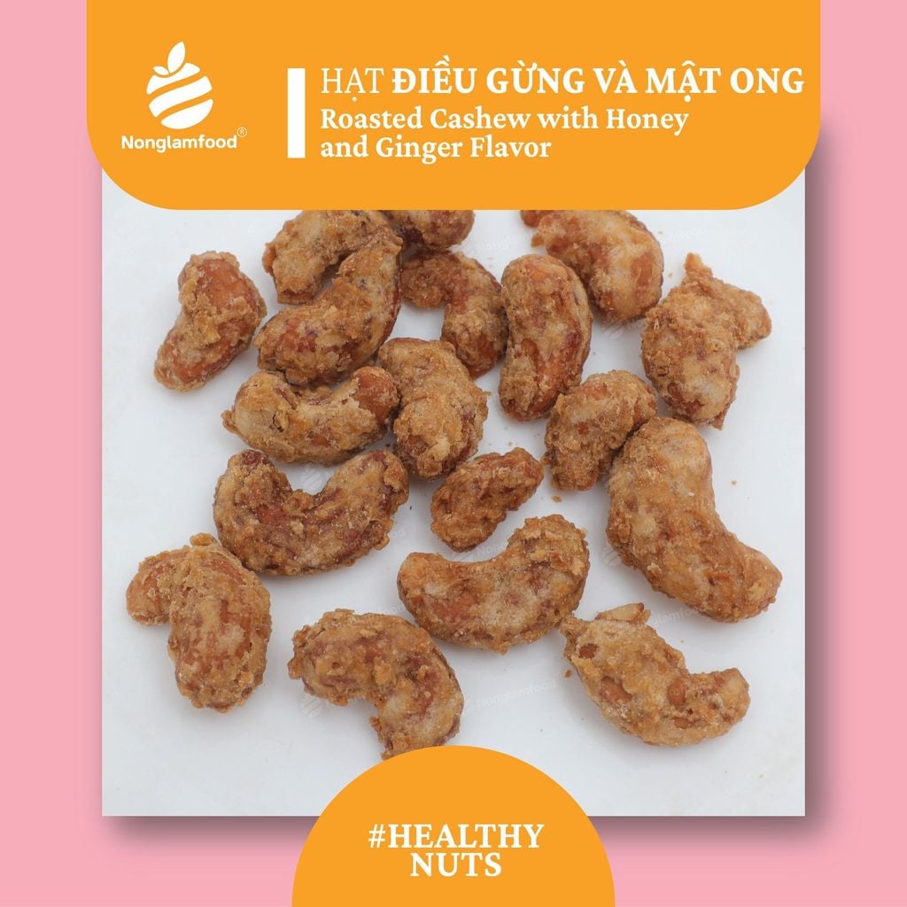 HẠT ĐIỀU GỪNG VÀ MẬT ONG | ROASTED CASHEW WITH HONEY AND GINGER