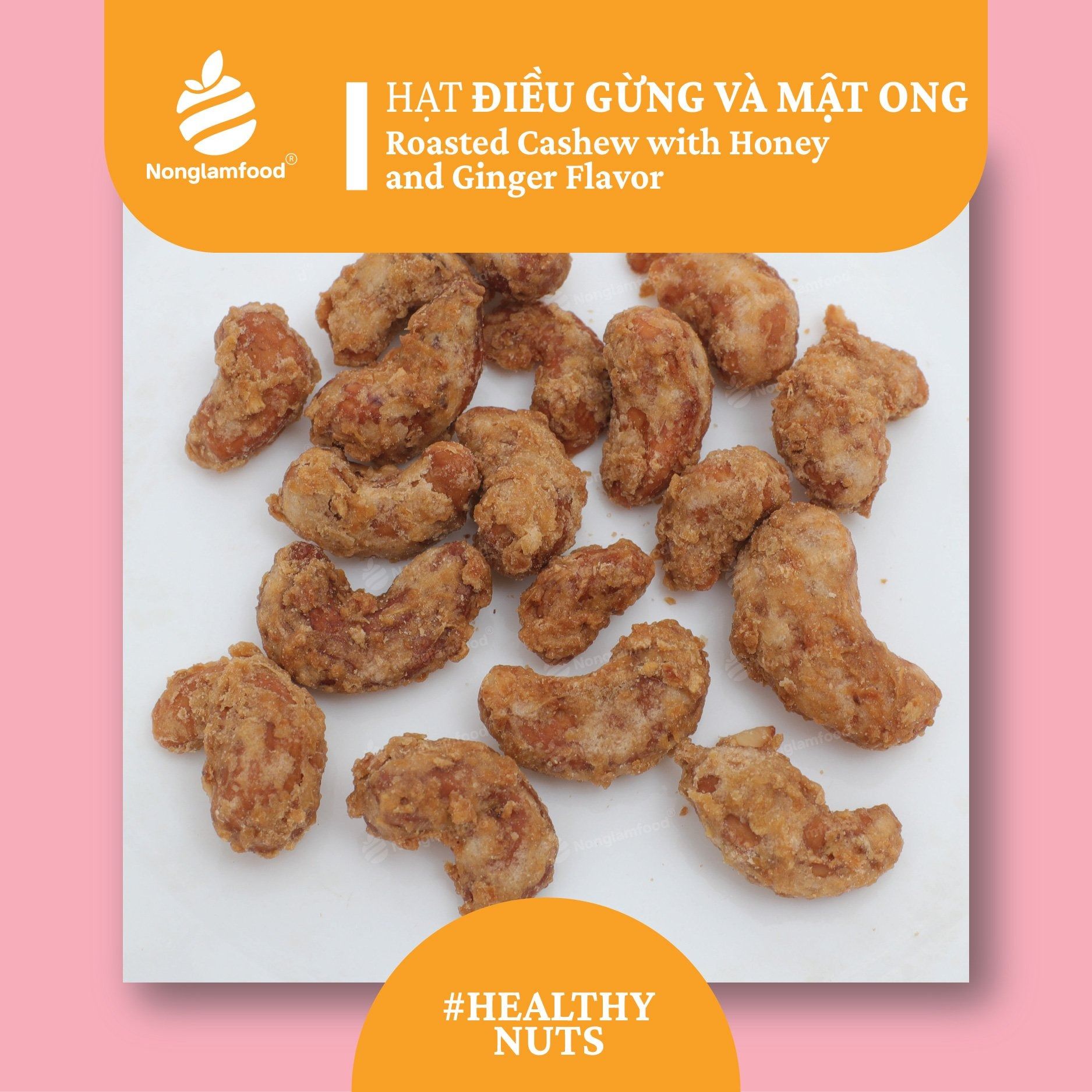 HẠT ĐIỀU GỪNG VÀ MẬT ONG | ROASTED CASHEW WITH HONEY AND GINGER
