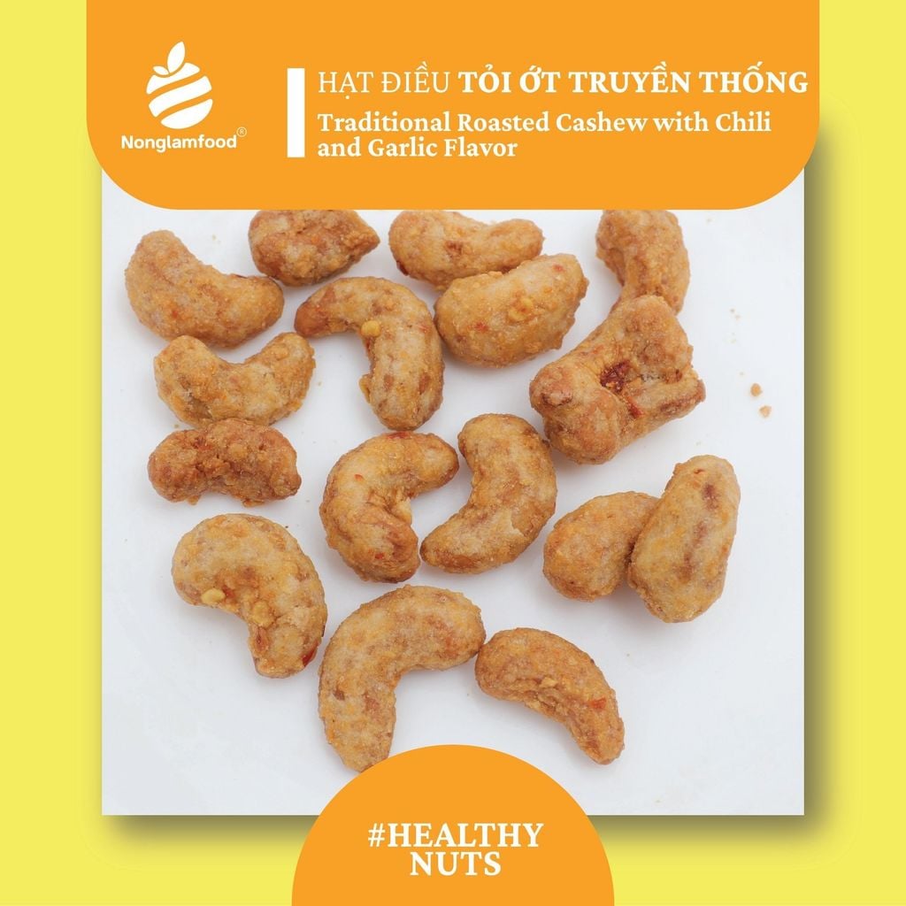 HẠT ĐIỀU TỎI ỚT TRUYỀN THỐNG |TRADITIONAL ROASTED CASHEW WITH CHILI AND GARLIC FLAVOR