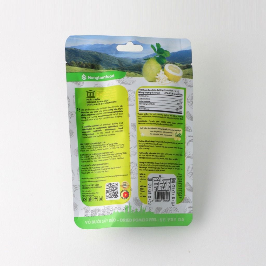 VỎ BƯỞI SẤY DẺO NONGLAMFOOD 25G | HEALTHY SNACK | ĂN VẶT HỖ TRỢ GIẢM CÂN