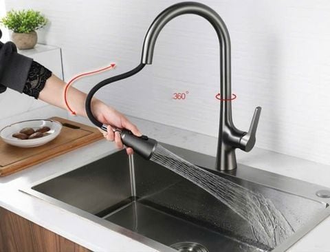 Vòi Rứa Bát Dây Rút Hàn Quốc Nano xám