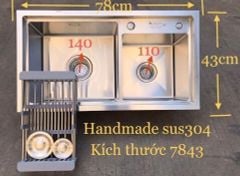 Chậu rửa bát 2 hố lệch K7843BT- 304