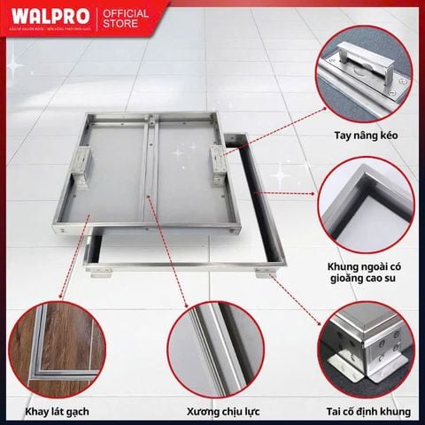 Nắp bể ngầm inox 304 âm sàn 60x60cm