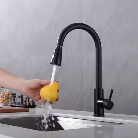 Vòi rửa bát dây rút màu đen nano