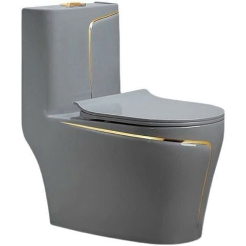 BỒN CẦU 1 KHỐI XÁM VIỀN KẺ VÀNG – ĐẲNG CẤP CHO PHÒNG TẮM HIỆN ĐẠI