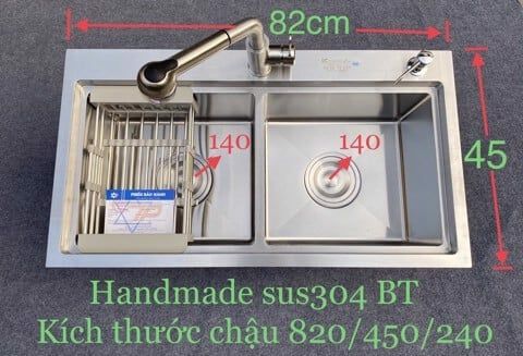 Chậu rửa bát bậc thang cân hàn quốc ( 82x45cm)