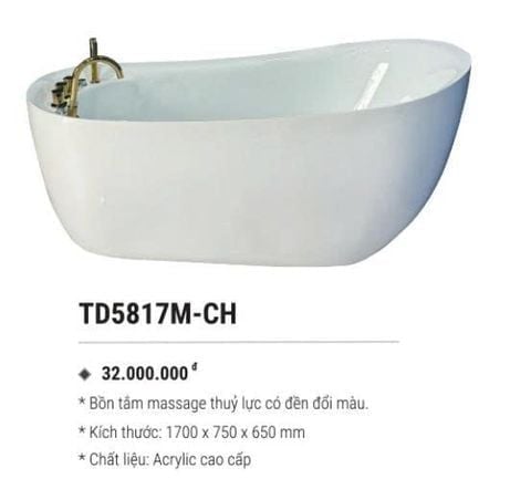Bồn Tắm Massage TD5817M-CH – Đẳng Cấp Thư Giãn Tại Gia