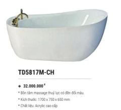 Bồn Tắm Massage TD5817M-CH – Đẳng Cấp Thư Giãn Tại Gia