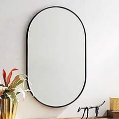 Gương oval phòng tắm viền théo đen 70x50cm