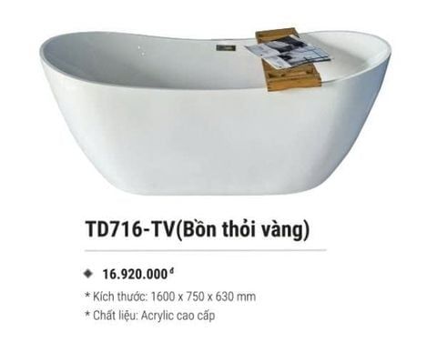 Bồn Tắm Thỏi Vàng TD716-TV – Sang Trọng, Hiện Đại, Giá Tốt