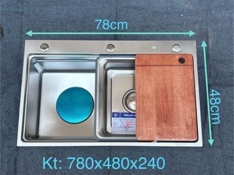 Bồn Rửa Chén Inox 304 K7848 – Chống Mùi, Kèm Rổ Kéo Tiện Lợi