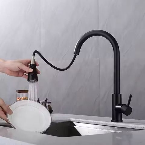 Vòi rửa bát dây rút màu đen nano