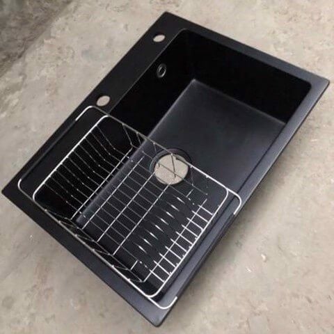 Chậu rửa bát đá đen 1 hố 60x45 hiện đại