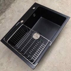 Chậu rửa bát đá đen 1 hố 60x45 hiện đại