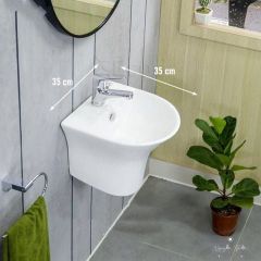 Chậu rửa mặt treo tường nhỏ Hàn Quốc men siêu bền