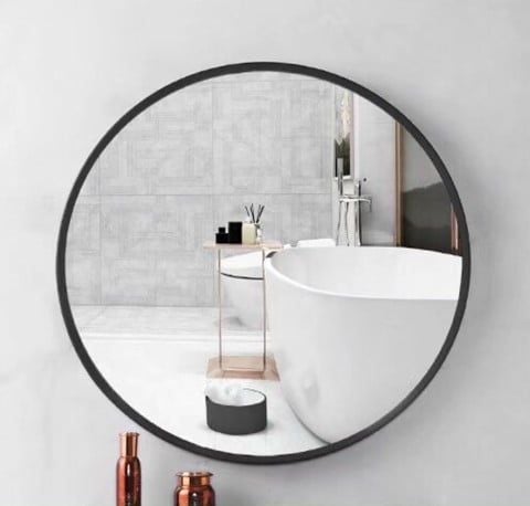 Gương treo tường viền đen tròn