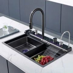 Chậu Rửa Inox SUS304 Tích Hợp LED 75x46cm