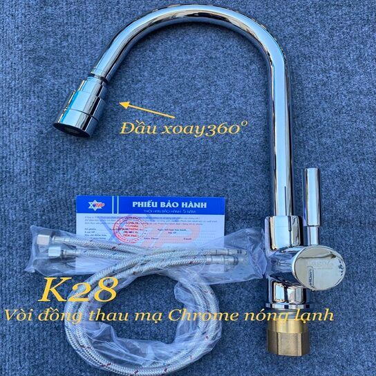 Vòi rửa bát nóng lạnh mạ crom K28 – Sang trọng, bền bỉ