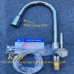 Vòi rửa bát nóng lạnh mạ crom K28 – Sang trọng, bền bỉ