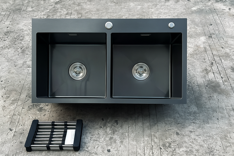 Chậu Rửa Bát Nano KND8245-CÂN Inox 304 Cao Cấp – 2 Hố Cân, Chống Ồn, Siêu Bền