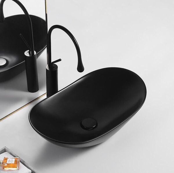 Lavabo Đặt Bàn 0990 Black – Sứ Đen Cao Cấp, Nung 1280°C