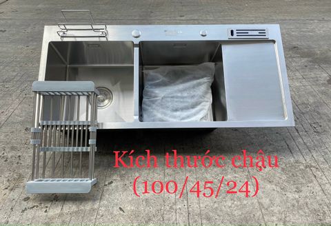 Chậu rửa bát hai hố hàn quốc 1m x 45cm