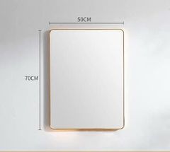 Gương treo tường phòng tắm viền vàng chữ nhật 50x70cm