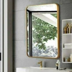 Gương treo tường phòng tắm viền vàng chữ nhật 50x70cm