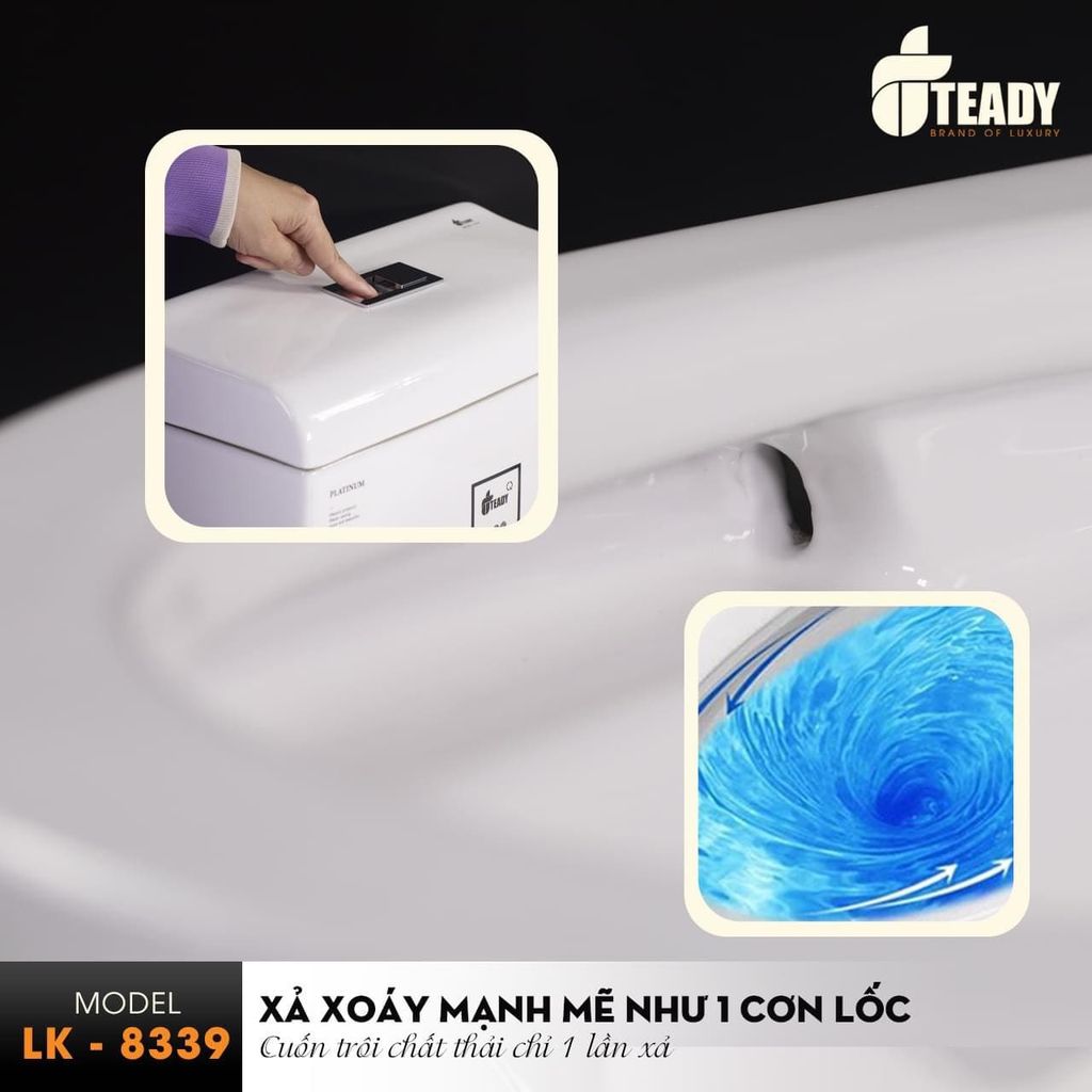 Bồn cầu liền khối LK8339 nắp êm – Sang trọng, dễ vệ sinh