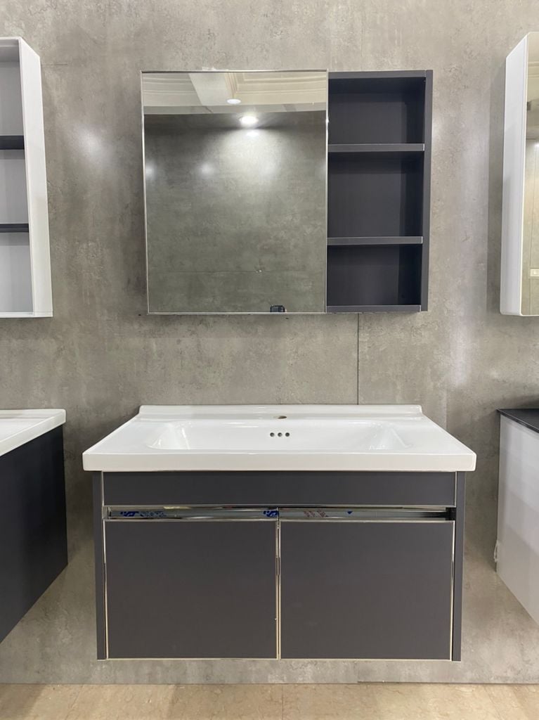 Tủ chậu lavabo 80cm inox 304 cao cấp – Chống thấm, đẹp bền 30 năm