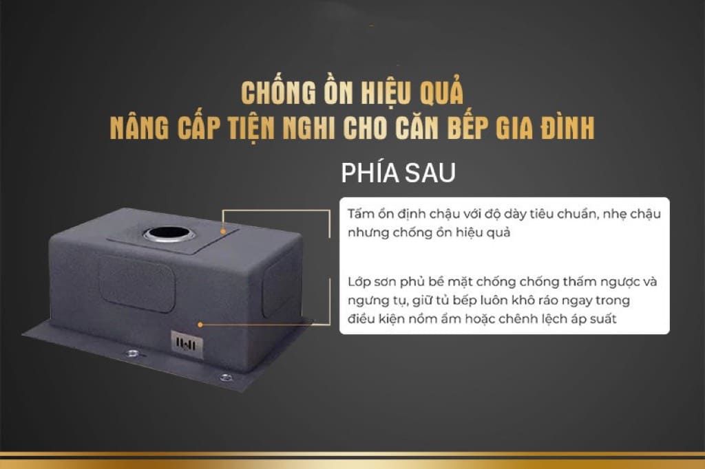 Chậu rửa bát 1 hố đúc nguyễn khối nano đen 78x48cm