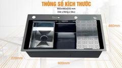 Chậu rửa bát 1 ngăn 80x46cm nano kim cương