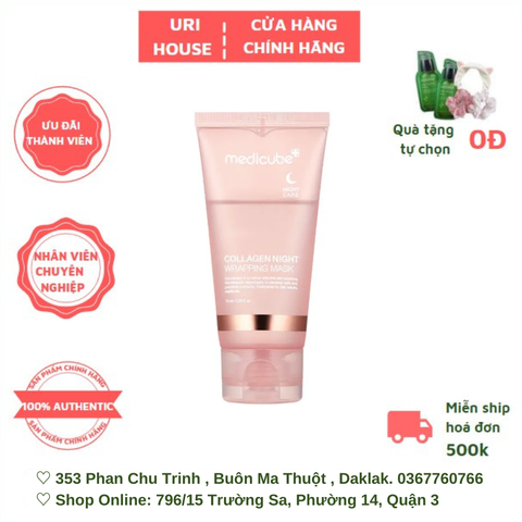  Mặt Nạ Ngủ Collagen Dạng Lột, Căng Bóng Da Medicube Collagen Night Wrapping Mask 75ml 