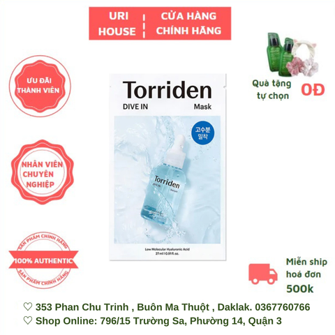  [MEW] Mặt Nạ Torriden Hỗ Trợ Cấp Ẩm, Làm Dịu Da Dive-In Low Molecular Hyaluronic Acid Mask Pack 