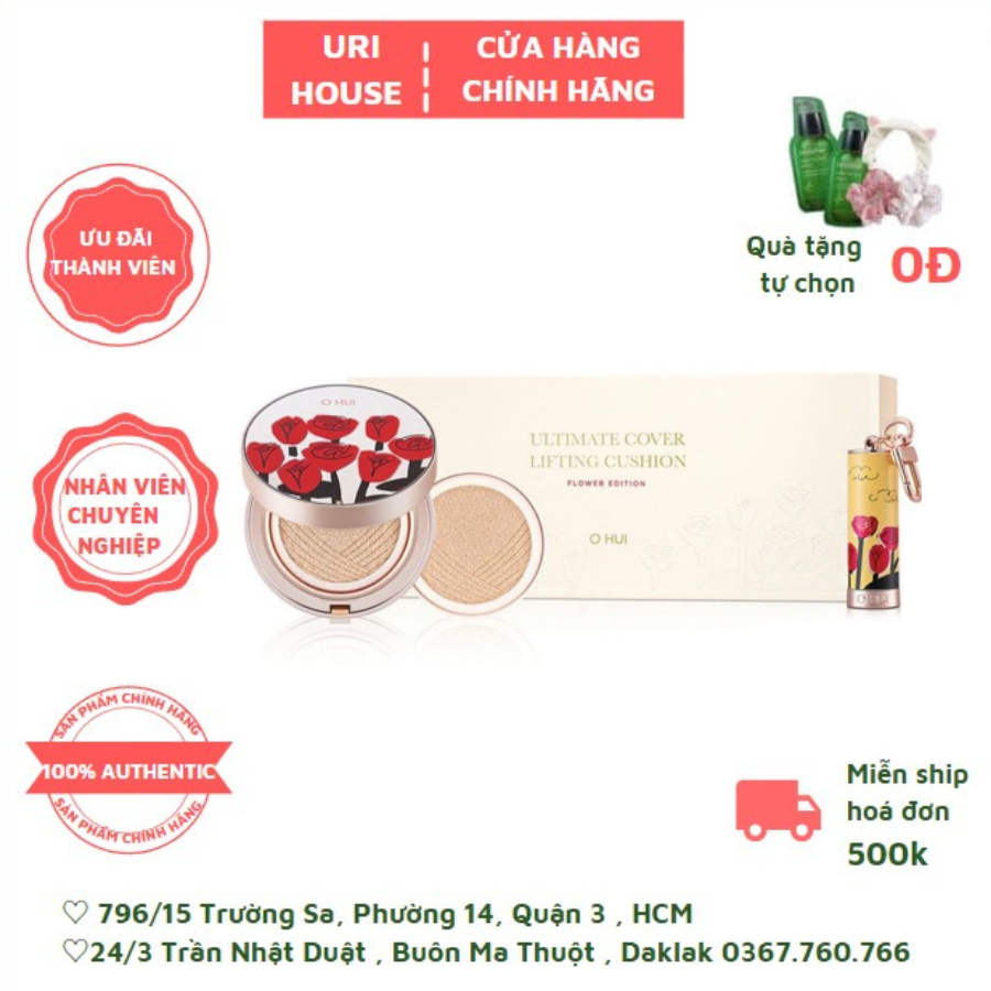 Set Phấn Nước Ohui Ultimate Cover Lifting Cushion 2023 Flower Edition