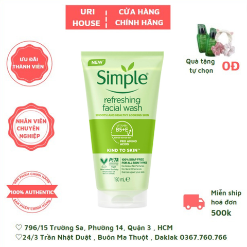  Sữa Rửa Mặt Simple Refreshing Facial Wash 150ML 