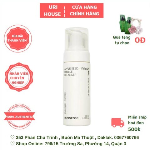  Sữa Rửa Mặt Táo Dạng Bọt Innisfree Apple Seed Bubble Cleanser 150mL 
