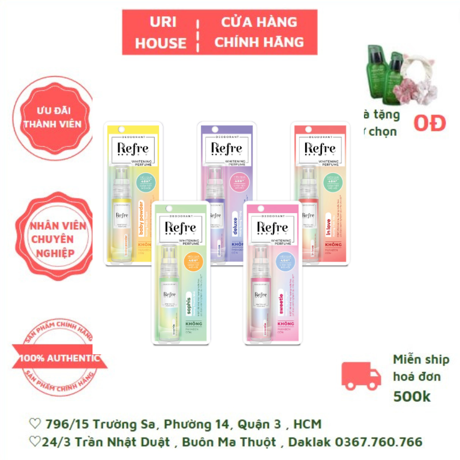 Xịt Khử Mùi Chiết Xuất Thiên Nhiên - Refre Whitening Natural 30ml