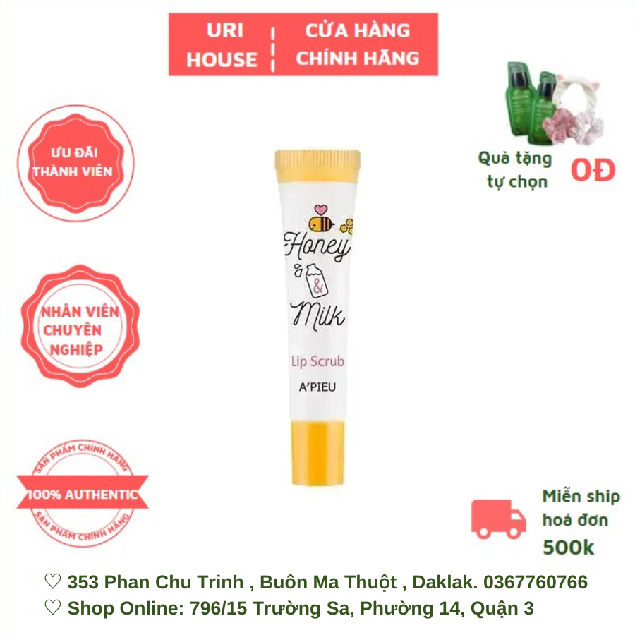 Tẩy Tế Bào Chết Môi A Pieu Honey & Milk Lip Scrub