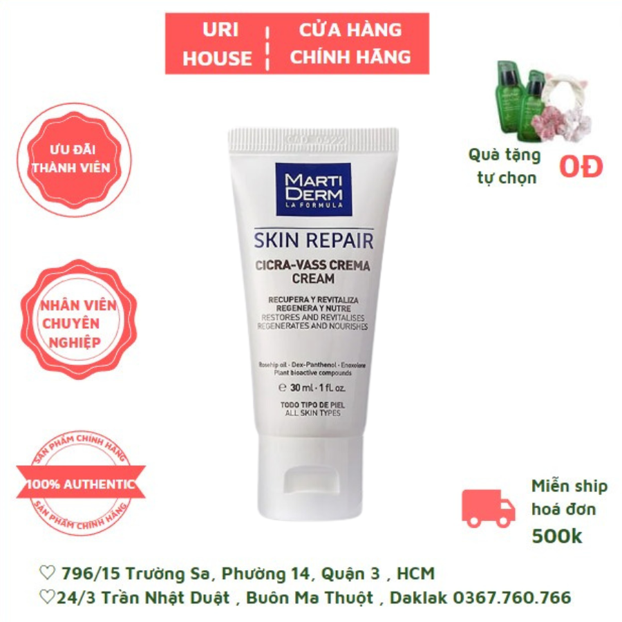 Kem Dưỡng Tái Tạo & Phục Hồi Da Nhạy Cảm MartiDerm Skin Repair Cicra Vass Cream 30ml