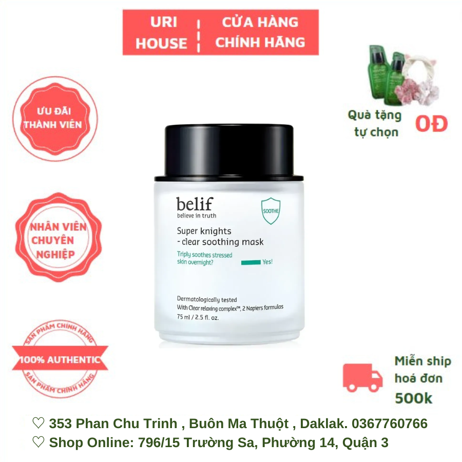 Mặt Nạ Ngủ Làm Dịu Và Chăm Sóc Da Nhạy Cảm Belif Clear Soothing Mask 75ml